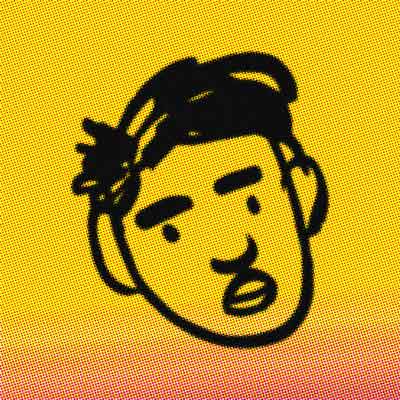 Bio illustration of Narciso Espiritu. A doodle of a short-haired head with a neutral expression floats on a yellow-to-orange gradient background.